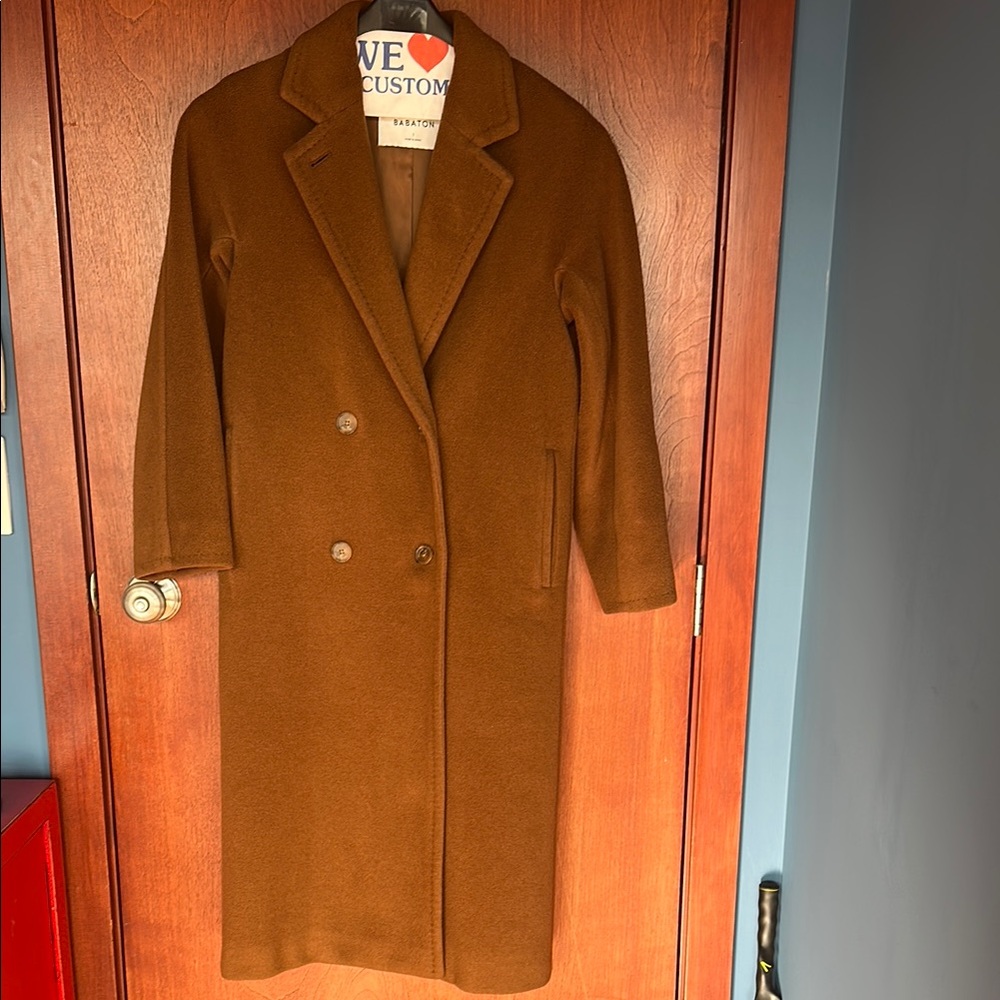 Aritzia Babaton double breasted camel wool slouch coat